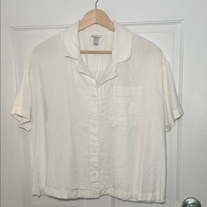A New Day Cream Short Sleeve Shirt - oversized